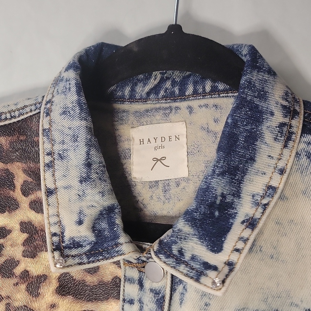 Custom Acid Wash Leopard Print Denim Trucker Jacket - Picture 9 of 10